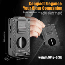 Load image into Gallery viewer, LIHTUN 2 Jet Flame Torch Lighter with Cigar V Cutter, Cigar Holder, Cigar Draw Enhancer, Cigar Punch, Refillable Butane Lighter, Smoking Gift for Men
