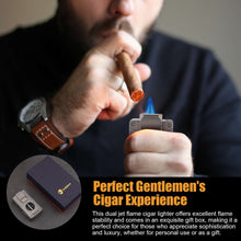 Load image into Gallery viewer, LIHTUN 2 Jet Flame Torch Lighter with Cigar V Cutter, Cigar Holder, Cigar Draw Enhancer, Cigar Punch, Refillable Butane Lighter, Smoking Gift for Men