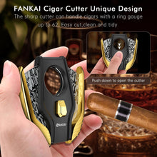 Load image into Gallery viewer, FANKAI Cigar Cutter, Double Guillotine, Stainless Steel Blades, Spring-loaded, Cutting Up to 62 Ring Gauge Cigars