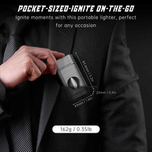 Load image into Gallery viewer, LIHTUN 3-in-1 Cigar Lighter, Triple Jet Flame Torch Lighter, One-Touch Cigar Cutter V Cut, Built-in Cigar Holder (Without Butane Gas)