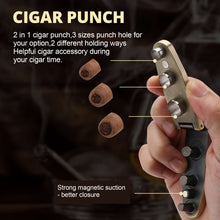 Load image into Gallery viewer, Cigar Punch with Cigar Holder, 3 Punch Cutters, 2 Cigar Stands, 20-25-30 Ring Guage Hole Opener with Pouch