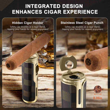 Load image into Gallery viewer, LIHTUN 3-in-1 Cigar Lighter with Cigar Punch Cigar Holder