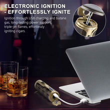 Load image into Gallery viewer, LIHTUN 3-in-1 Cigar Lighter with Cigar Punch Cigar Holder