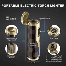 Load image into Gallery viewer, LIHTUN 3-in-1 Cigar Lighter with Cigar Punch Cigar Holder