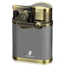 Load image into Gallery viewer, XIFEI 4 Jet Flame Torch Lighter with Cigar Stand, Windproof Rocker Lighter with Adjustable Flame, Refillable Butane Lighter for Smoking