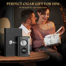 Load image into Gallery viewer, LIHTUN 4-in-1 Cigar Cutter, One-Touch Straight Cut V Cutter, Cigar Punch Draw Enhancer, Stainless Steel Blade Cigar Clippers, Cuts Up to 60 Ring Gauge Cigars
