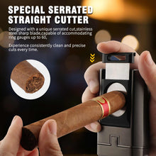 Load image into Gallery viewer, FANKAI 4 Jet Flame Torch Lighter with Cigar Cutter, Cigar Holder, Dual Cigar Punches, Refillable Butane Lighter, Smoking Gift for Men