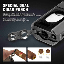 Load image into Gallery viewer, FANKAI 4 Jet Flame Torch Lighter with Cigar Cutter, Cigar Holder, Dual Cigar Punches, Refillable Butane Lighter, Smoking Gift for Men