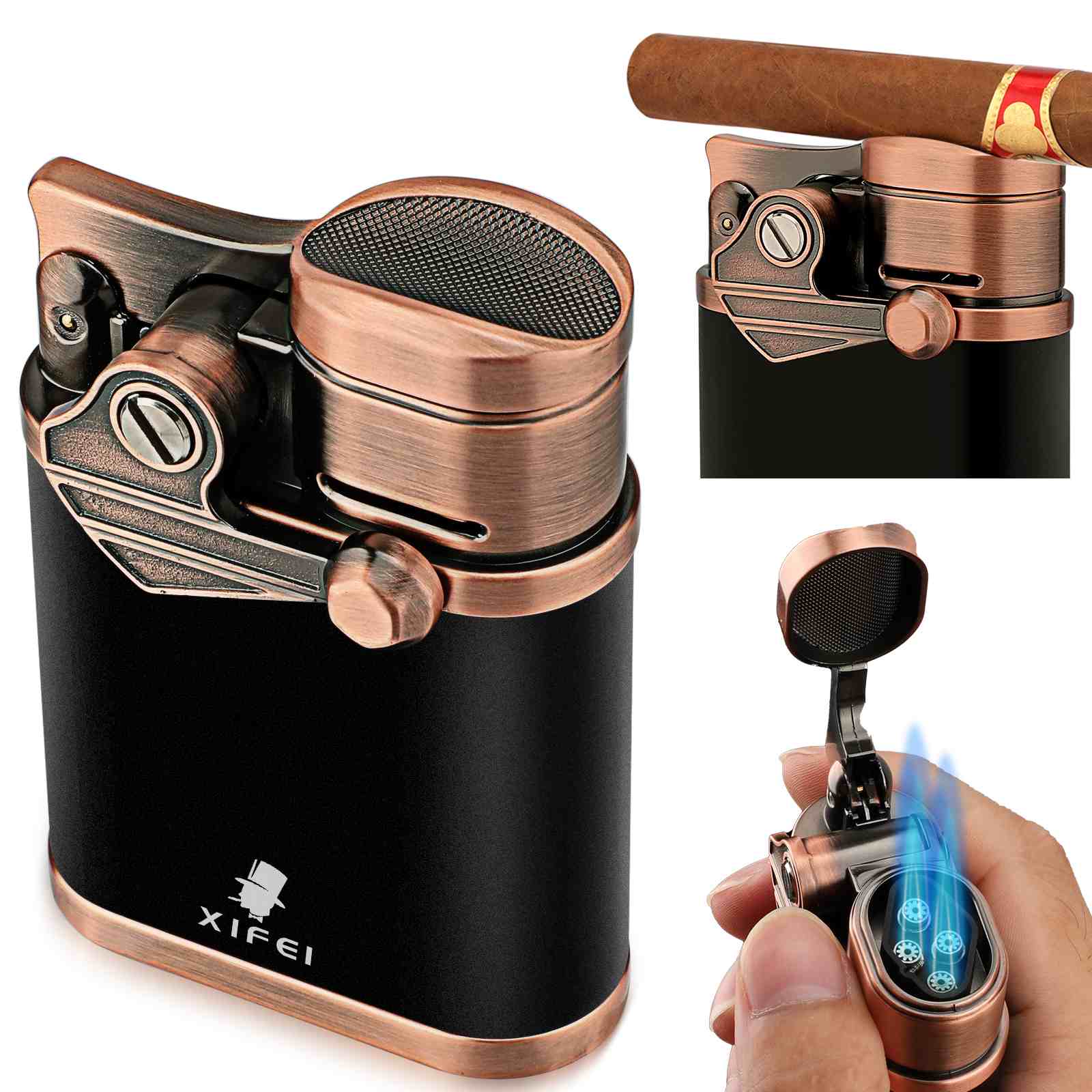 XIFEI 4 Jet Torch Lighter with Cigar Punch 