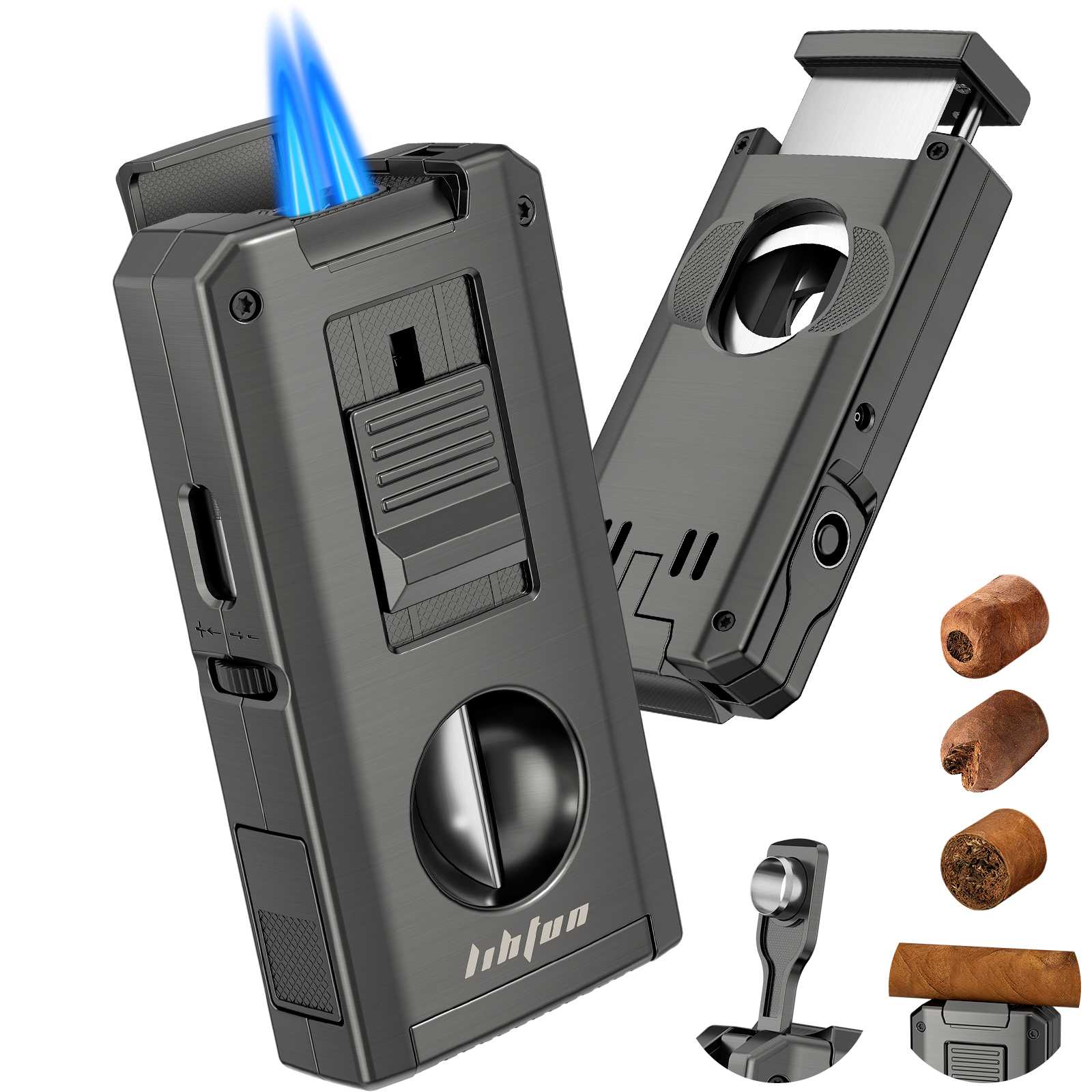 butane cigarette lighters for sale TISFA Torch Lighter with Cigar Cutter V Cut, Cigar Punch, Double Jet Flame Cigar Lighter, Refillable Lighter, Cool Windproof Lighter style Torch Lighter. Soft Flame Butane Lighter -