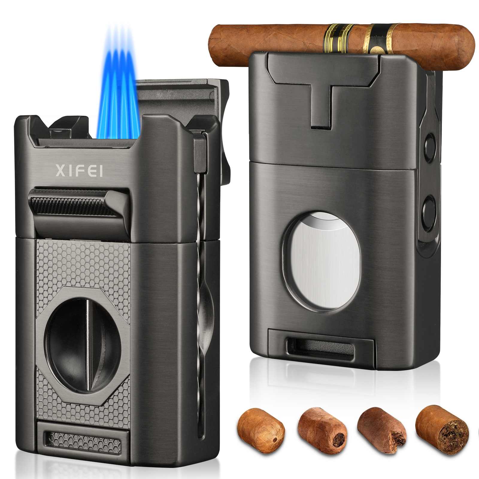 XIFEI 6-in-1 Cigar Lighter, Desktop Torch Lighter with
