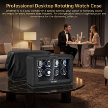 Load image into Gallery viewer, KEJIAR Automatic Watch Winder with 8 Watch Rotator, PU Leather Watch Spinner with Touch Screen, Remote, LED, 3 Modes, Fingerprint Lock, 4 Plugs, Quiet Storage Display Rotating Watch Case Gifts for Men