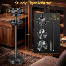 Load image into Gallery viewer, XIFEI Floor Standing Cigar Ashtray with Accessory Tray, Detachable Design, Heavy-Duty Stainless Steel Ashtray with 4 Cigar Rests, Stable Base, Cigar Accessories Gifts for Men