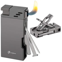 Load image into Gallery viewer, LIHTUN Soft Flame Pipe Lighter with Pipe Stand, Refillable Butane Lighter with Stainless Steel Pipe Tools Needle Tamper Scraper, Smoking Gift for Men