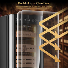 Load image into Gallery viewer, LIHTUN 25L Electric Humidor Cabinet with Lighting and Lock Holds Up to 150 Cigars, Thermoelectric Cooling, Variable Humidity and Temperature Controls, Digital Display, 3 Removable Cedar Wood Drawers Shelves