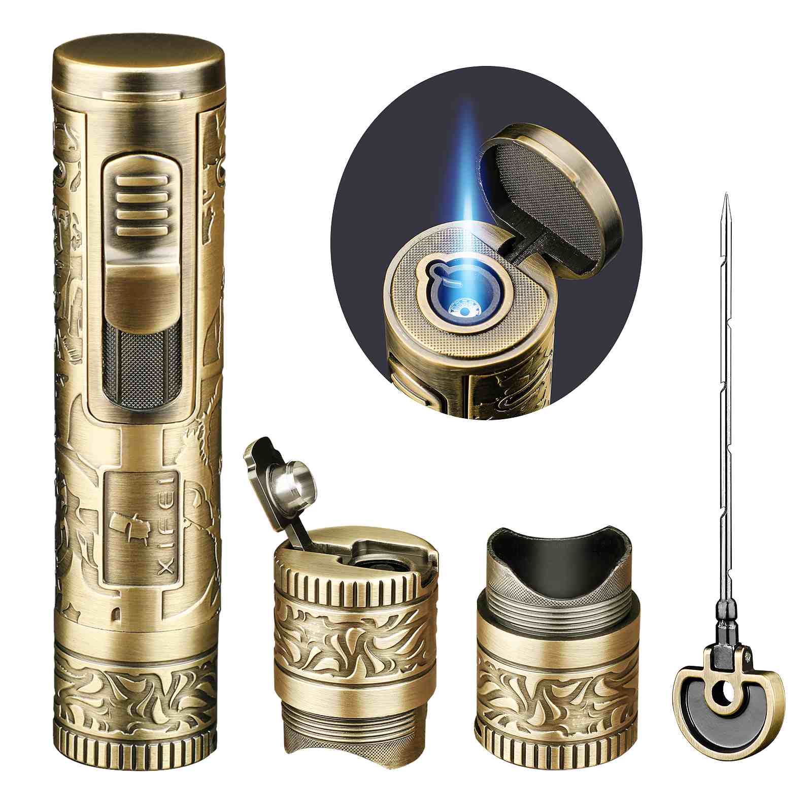 XIFEI Cigar Lighter, Cigar Puncher, Cigar Draw Enhancer, Cigar Stand,