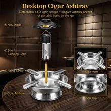 Load image into Gallery viewer, XIFEI Desktop Cigar Ashtray with 4 Cigar Rests, Detachable 3-in-1 LED Light, Stainless Steel Ashtray for Home, Bars, Balcony, Patio & Garden, Cigar Accessories Gifts for Men