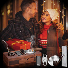 Load image into Gallery viewer, FANKAI Cigar Ashtray Set, Wooden Ash Tray with Accessories Drawer, Refillable Cigar Lighter with Punch, Stainless Steel Guillotine Cutter, Smoking Pipe, 3 Cigar Stands