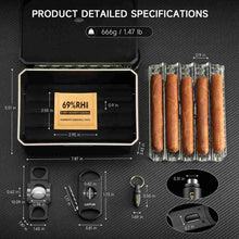 Load image into Gallery viewer, LIHTUN 3-layer Plastic Travel Humidor Case with Cigar Cutters, V Cutter, Straight Cutter, Cigar Punch, Cigar Humidity Pack, Hygrometer, Holds Up to 10 Cigars