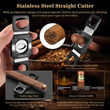Load image into Gallery viewer, KEJIAR Plastic Travel Humidor Case with Hygrometer, Cigar V Cutter, Straight Cigar Cutter, Cigar Punch, Cigar Humidity Pack, Holds Up to 5 Cigars