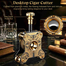 Load image into Gallery viewer, XIFEI Desktop Cigar Cutter, Precision Guillotine Cutter, Stainless Steel Blades, Intricately Dragon Pattern & Integrated Hollowed-Out Design, Cut up to 58 Ring Gauge Cigars, Luxury Cigar Gift for Men