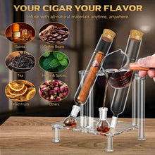 Load image into Gallery viewer, LIHTUN Cigar Flavoring Tube Set for 3 Cigars, Borosilicate Glass Tubes, Balls and Acrylic Stand, Portable Cigar Humidor Gift Set for Flavor Mellowing, Storage and Display