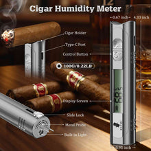 Load image into Gallery viewer, XIFEI Digital Cigar Humidity Tester, Portable Cigar Humidity Meter with LCD Display, Built-in Stand & Stopwatch, Accurate Moisture Tester for Cigars