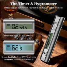 Load image into Gallery viewer, XIFEI Digital Cigar Humidity Tester, Portable Cigar Humidity Meter with LCD Display, Built-in Stand & Stopwatch, Accurate Moisture Tester for Cigars