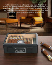 Load image into Gallery viewer, FANKAI Cigar Humidor, Full Glass Top Cigar Case with Humidifier and Hygrometer, Cedar Wood Lining Storage Box with Divider for 20-25 Cigars