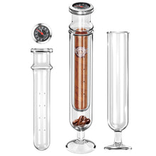 Load image into Gallery viewer, XIFEI Cigar Flavoring Humidor Tube, Self-Standing Dual-Chamber Borosilicate Glass Tube with Hygrometer, Portable Cigar Flavor Infuser Case for Cigar Enthusiasts