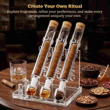 Load image into Gallery viewer, VALLUME Cigar Flavoring Tube Set with Foldable Acrylic Stand, 3 Borosilicate Glass Tubes & Aroma Glass Balls, Cigar Infuser for Flavor Aging & Display
