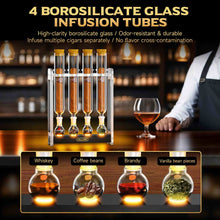 Load image into Gallery viewer, VALLUME Cigar Flavoring Tube Set with LED Light Base, 4 Glass Cigar Tubes & Glass Balls, Acrylic Display Stand, Cigar Humidor Gift Set for Flavor Aging