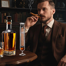 Load image into Gallery viewer, XIFEI Cigar Flavoring Humidor Tube, Self-Standing Dual-Chamber Borosilicate Glass Tube with Hygrometer, Portable Cigar Flavor Infuser Case for Cigar Enthusiasts