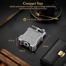 Load image into Gallery viewer, XIFEI Classic Flint-Wheel Cigar Lighter, Adjustable Dual Jet Flame, Windproof & Refillable Butane Lighter with Fuel Window, Unique Cigar Gift for Men Women