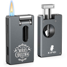 Load image into Gallery viewer, XIFEI 3-in-1 Cigar Pipe Lighter, Soft & Jet Flame, Windproof Adjustable Butane Lighter with Cigar V Cutter & Punch, Personalized Gift for Christmas, Birthdays, or Football Fans
