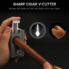 Load image into Gallery viewer, XIFEI 3-in-1 Cigar Pipe Lighter, Soft & Jet Flame, Windproof Adjustable Butane Lighter with Cigar V Cutter & Punch, Personalized Gift for Christmas, Birthdays, or Football Fans