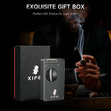 Load image into Gallery viewer, XIFEI 3-in-1 Cigar Pipe Lighter, Soft & Jet Flame, Windproof Adjustable Butane Lighter with Cigar V Cutter & Punch, Personalized Gift for Christmas, Birthdays, or Football Fans