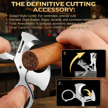 Load image into Gallery viewer, FANKAI 3-in-1 Cigar Lighter, 2 Jet Flame Torch Lighter with Scissors Cutter and Punch, Refillable Windproof Butane Lighter with Fuel Window