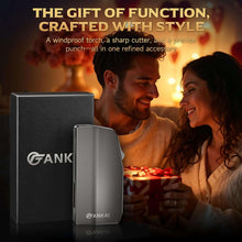 Load image into Gallery viewer, FANKAI 3-in-1 Cigar Lighter, 2 Jet Flame Torch Lighter with Scissors Cutter and Punch, Refillable Windproof Butane Lighter with Fuel Window
