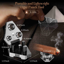 Load image into Gallery viewer, TISFA Cigar Punch with Cigar Stand, 3 Sizes Cigar Punch Cutter, Metal Cigar Hole Punch