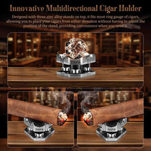 Load image into Gallery viewer, TISFA Cigar Punch with Cigar Stand, 3 Sizes Cigar Punch Cutter, Metal Cigar Hole Punch