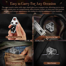 Load image into Gallery viewer, TISFA Cigar Punch with Cigar Stand, 3 Sizes Cigar Punch Cutter, Metal Cigar Hole Punch