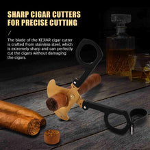 Load image into Gallery viewer, KEJIAR Cigar Cutter Scissors Foldable Guillotine Cut with Leather Case