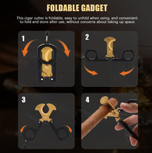 Load image into Gallery viewer, KEJIAR Cigar Cutter Scissors Foldable Guillotine Cut with Leather Case
