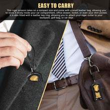Load image into Gallery viewer, KEJIAR Cigar Cutter Scissors Foldable Guillotine Cut with Leather Case