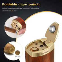 Load image into Gallery viewer, FANKAI Cigar Torch Lighter with Punch, Kitchen Cooking Torch Lighter with Locking Mechanism, Wood Grain Butane Torch Lighter