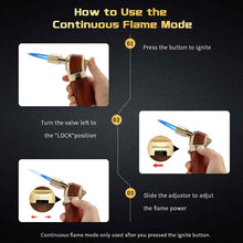 Load image into Gallery viewer, FANKAI Cigar Torch Lighter with Punch, Kitchen Cooking Torch Lighter with Locking Mechanism, Wood Grain Butane Torch Lighter