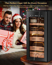 Load image into Gallery viewer, FANKAI 105L Electric Humidor Cabinet Holds Up to 900 Cigars, Variable Humidity and Temperature Controls, Digital Touch Screen, Fingerprint Safty Lock, 4 Removable Cedar Wood Drawer Shelves