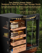 Load image into Gallery viewer, FANKAI 75L Electric Humidor Cabinet Holds Up to 600 Cigars, Variable Humidity and Temperature Controls, Digital Touch Screen, Fingerprint Safty Lock, 3 Removable Cedar Wood Drawer Shelves