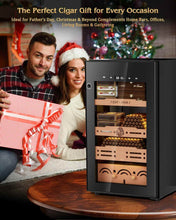 Load image into Gallery viewer, FANKAI 75L Electric Humidor Cabinet Holds Up to 600 Cigars, Variable Humidity and Temperature Controls, Digital Touch Screen, Fingerprint Safty Lock, 3 Removable Cedar Wood Drawer Shelves